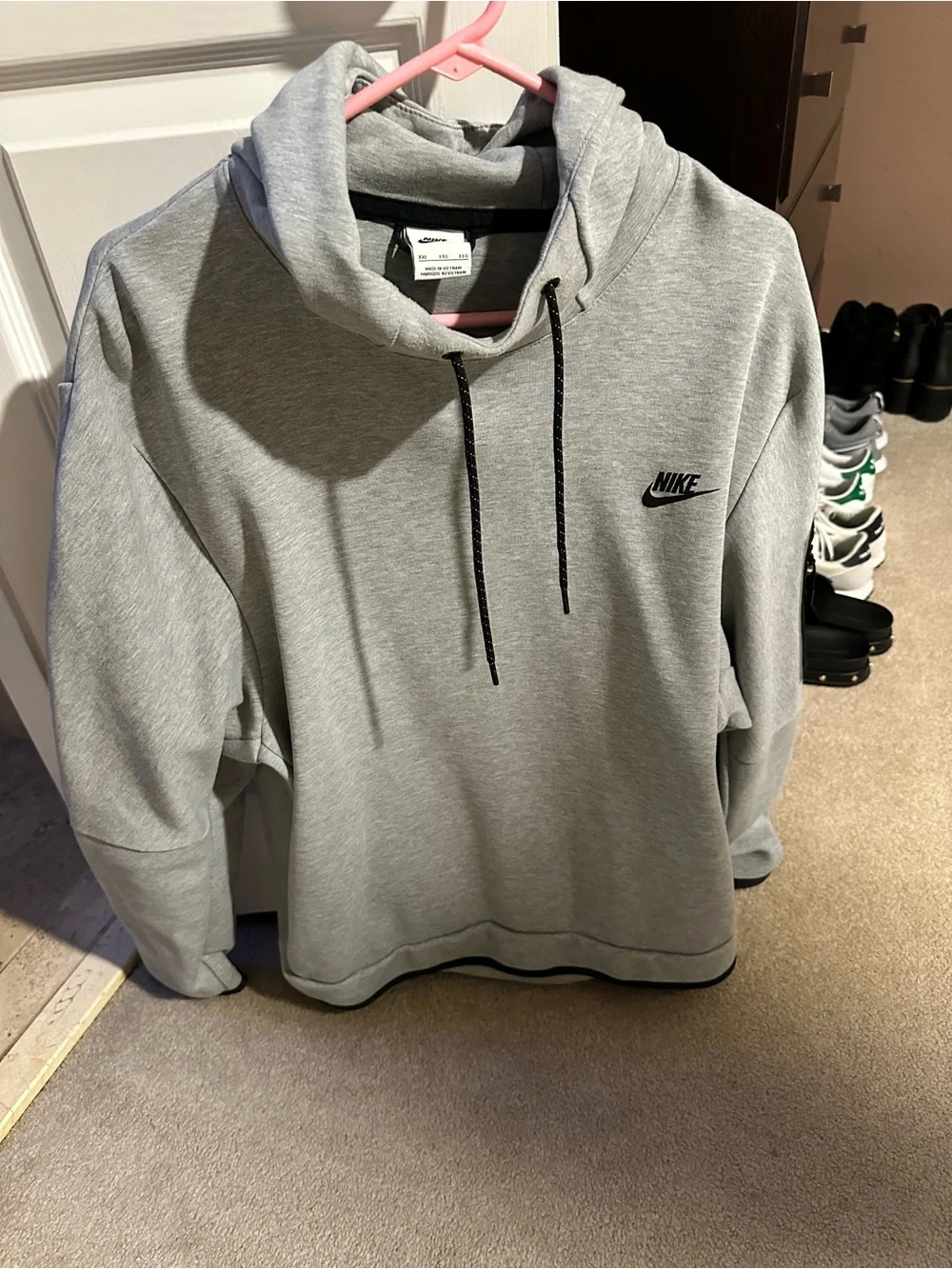 Nike Light Gray Pullover Hoodie with Black Logo